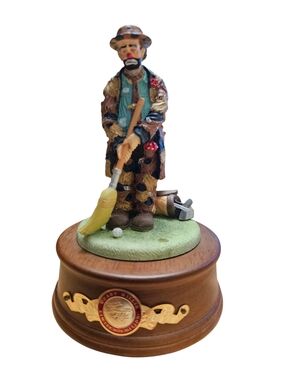 Emmett Kelly Jr The Caddy Music Box 1991 Ltd Edt Hobo Golf Clown Figurine Tee